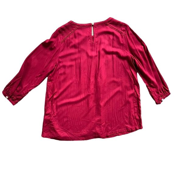 Soft Surroundings Maroon Red Lithonia Blouse Top  Crochet Knit Women's sz Large - Picture 2 of 9